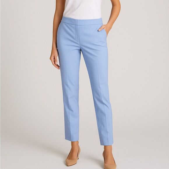 St. John Light Blue Straight Leg Pants - Picture 1 of 10
